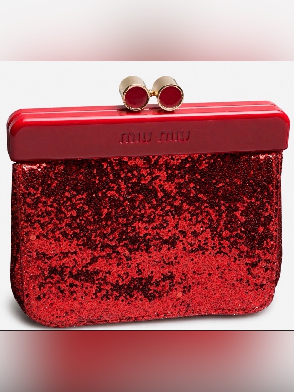 Miu Miu Glitter Coin Purse - Lipstick Red - Brand New in Box